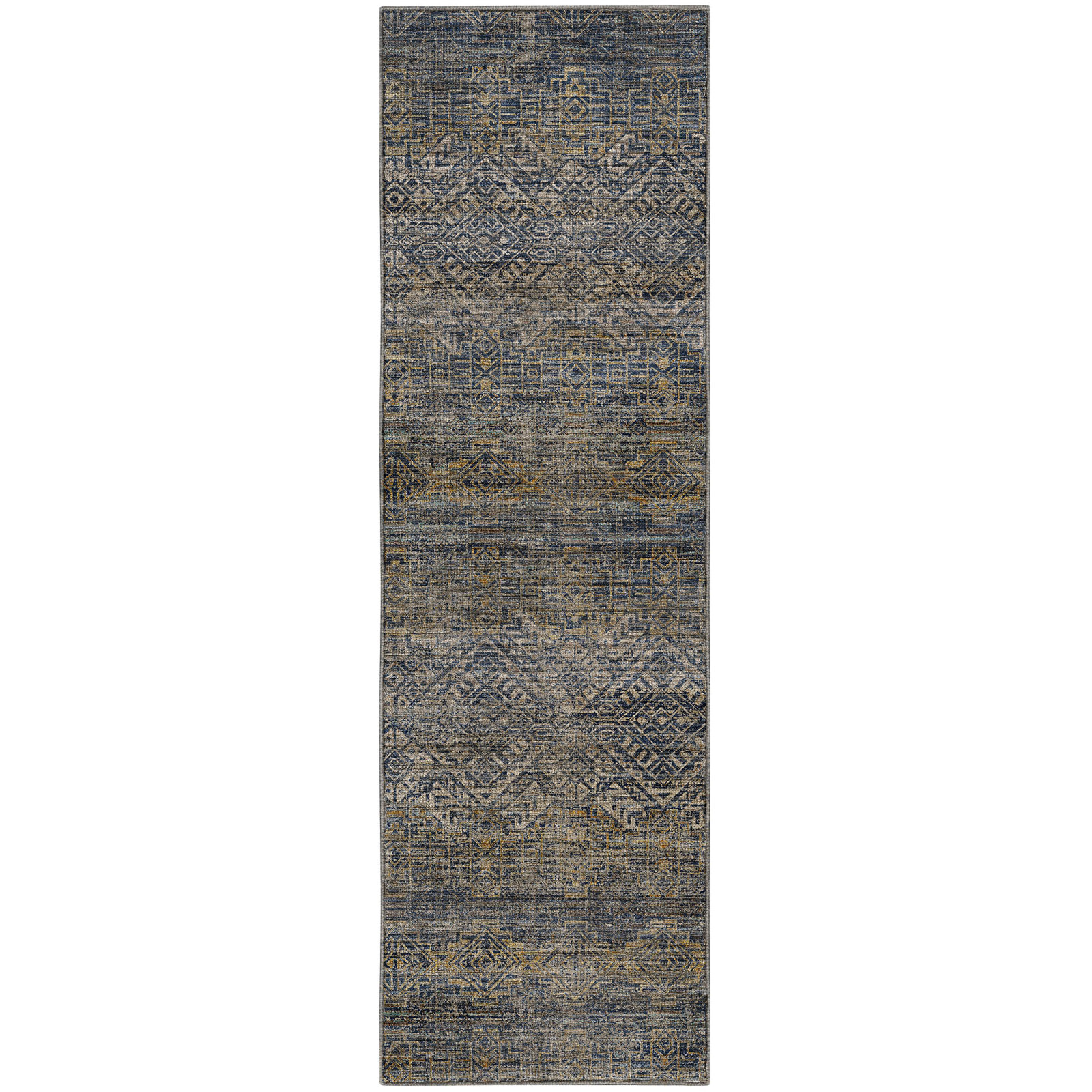 Premium Machine Washable Tirico Casual Rug, Navy, 2'3" x 7'6" Runner