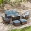 Ensemble de conversation pour patio pour 5 personnes en osier toutes saisons avec table de feu-682022051-684747254
