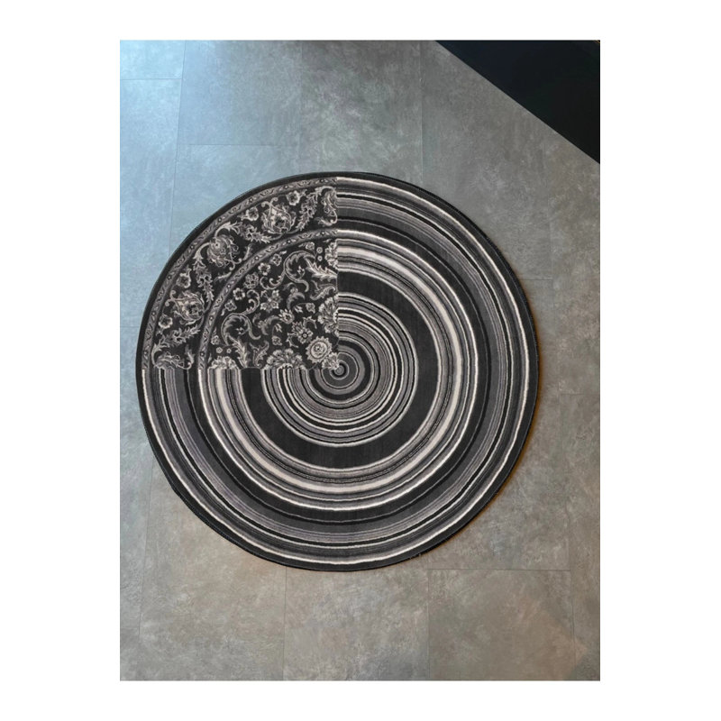 Round Striped And Ethnic Woven Floor Carpet, Round 4'