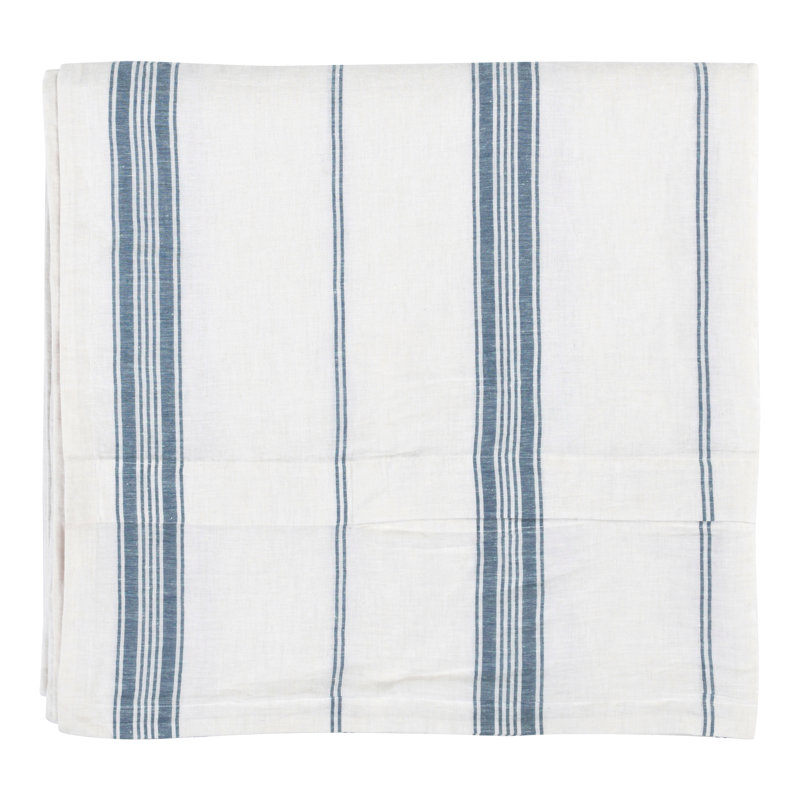Brooke Duvet Cover, Queen Duvet Cover, White/Blue Striped