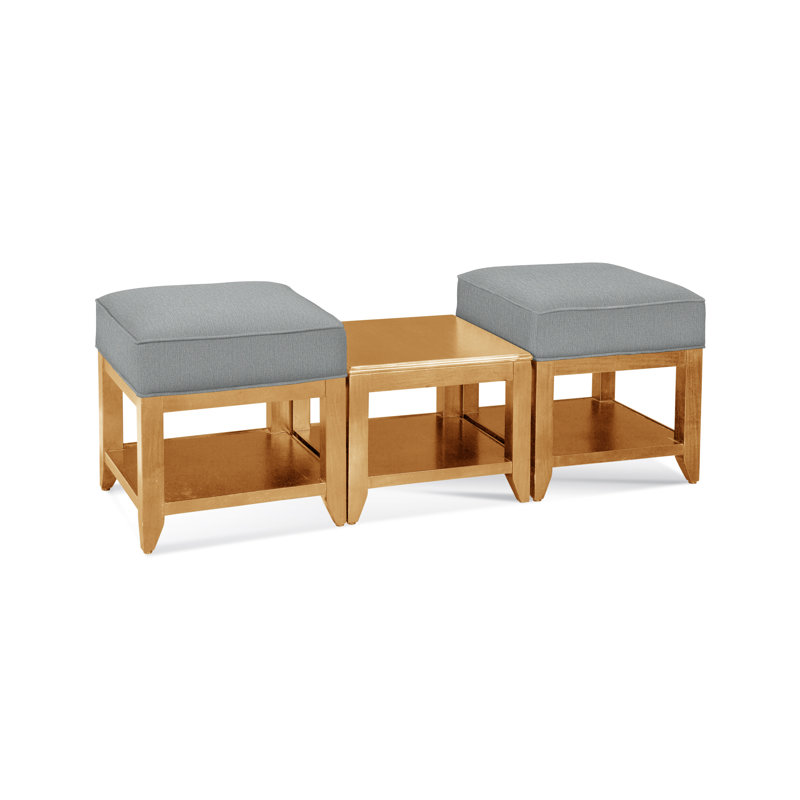 Elements Upholstered Cube Ottoman, Light Blue Performance Fabric; 0851-55, Stone Hearth
