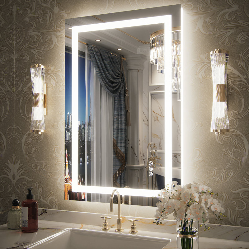 Led Bathroom Mirror with Lights，Anti-Fog, Dimmable, Backlit + Front Lit, lighted Vanity Mirror for Wall., 24" x 36"
