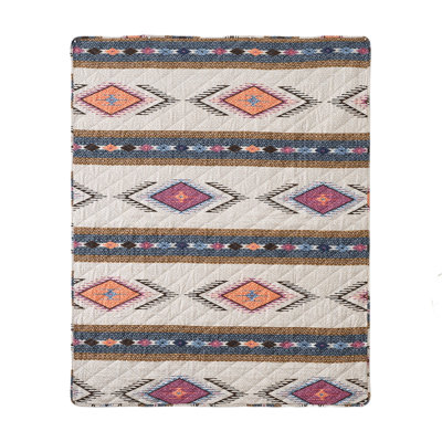 Benjara Yeno Throw Blanket, Multicolor Southwestern Design, Polyester