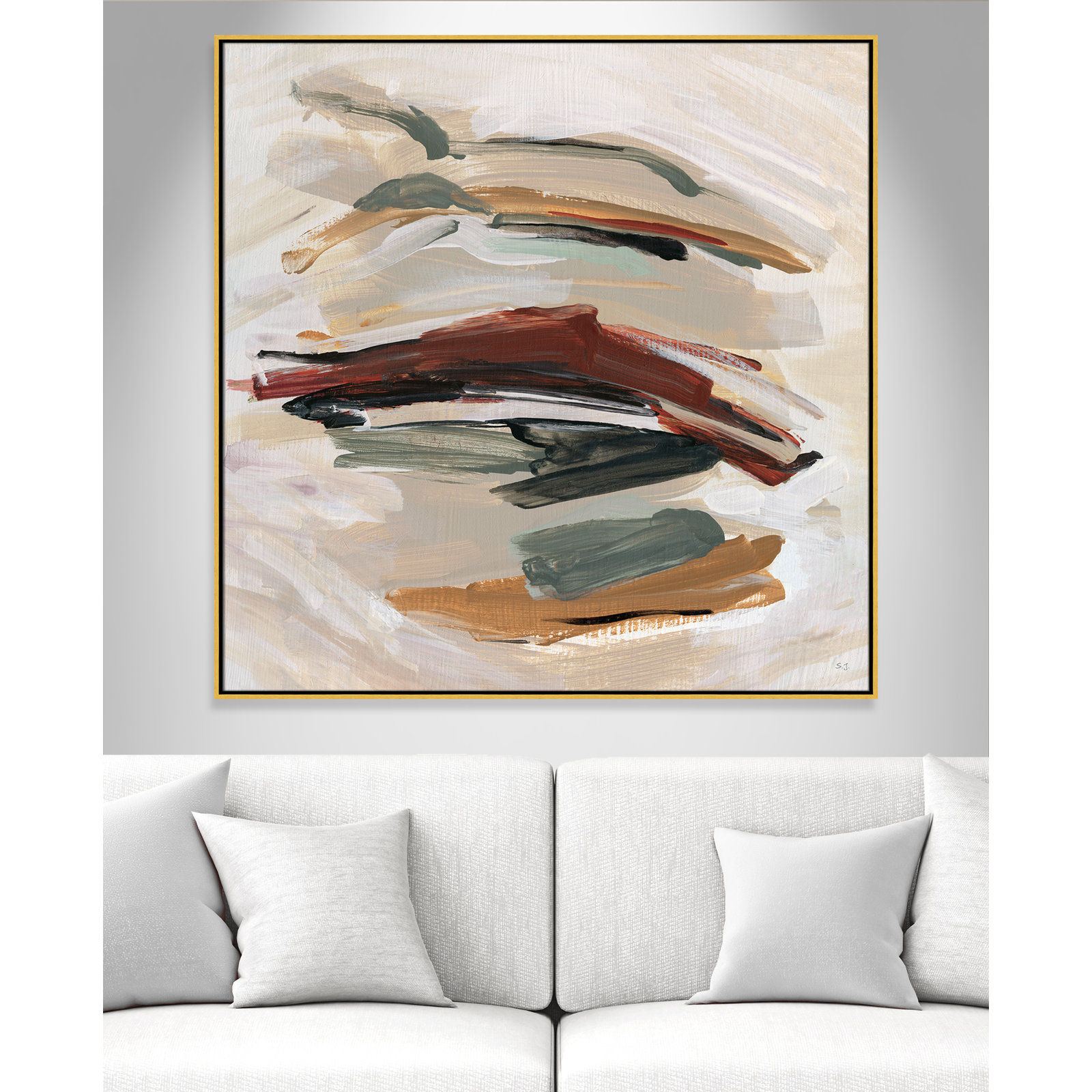 Carmina "Spring Shadows" Painting by Susan Jill, Gold , 46.5" H x 46.5" W