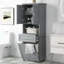 Grande armoire de salle de bain avec panier à linge et tiroir, armoire de rangement de salle de bain pour la maison-428670612