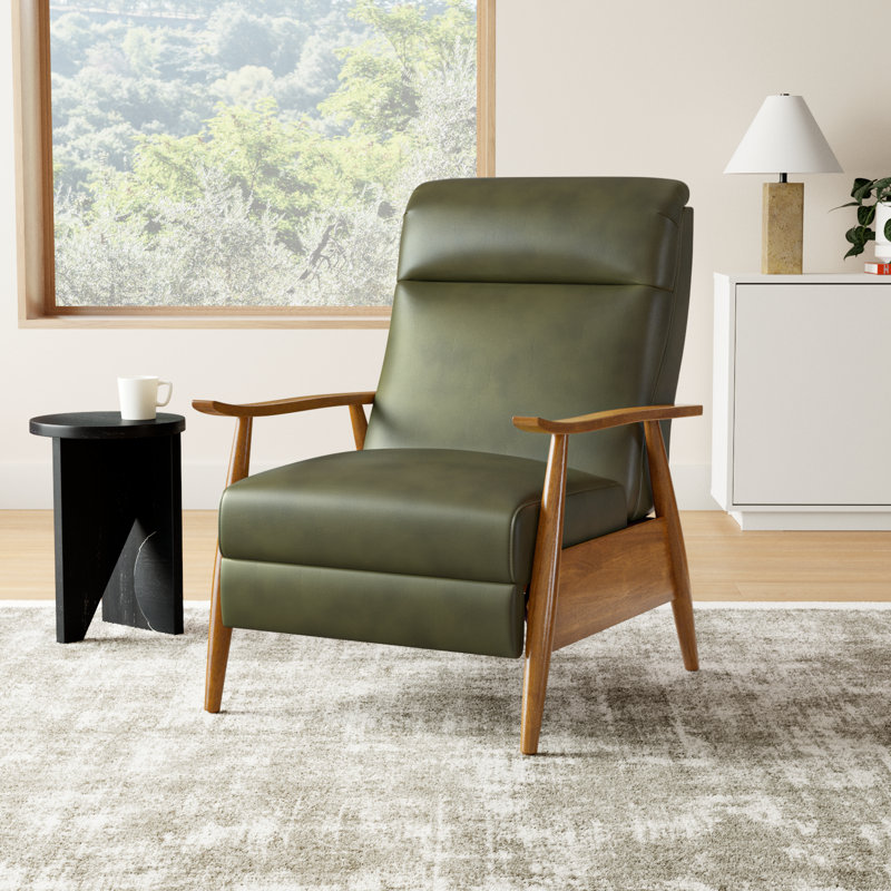 Imona 30" Wide Leather Recliner, Fern Green Pebbled Faux Leather