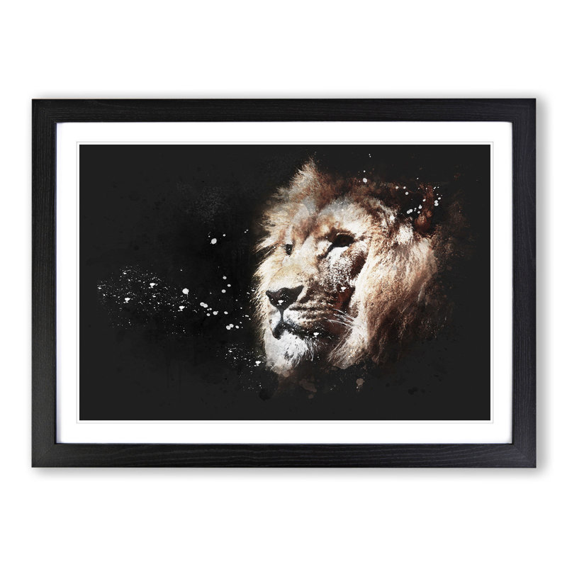 Lion Vol.8 - Picture Frame Graphic Art, Black Framed, 65cm H x 90cm W x 2cm D