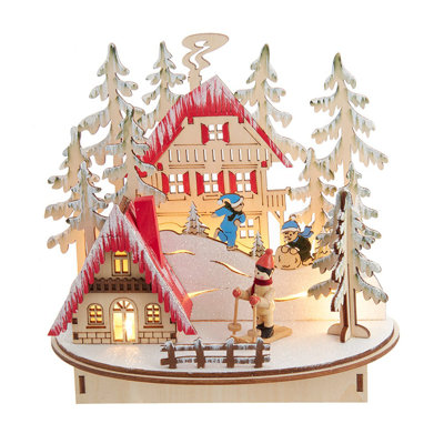 Kurt Adler Battery-Operated Light-Up LED Wooden Ski Resort Village