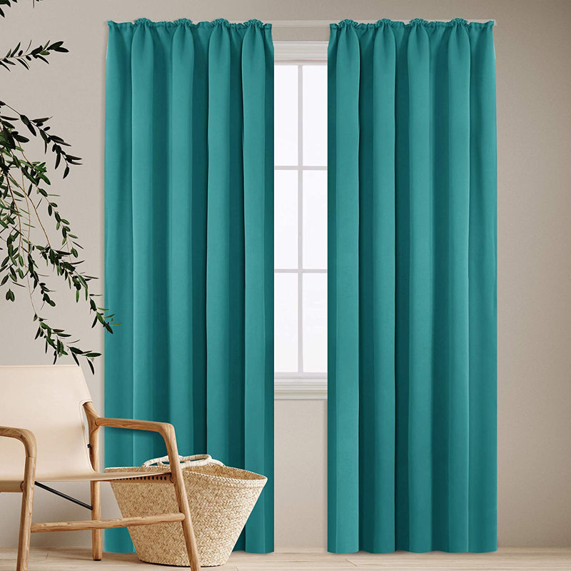 Deavin Blackout Curtain Pair, Width 140 x Drop 260cm, Turquoise