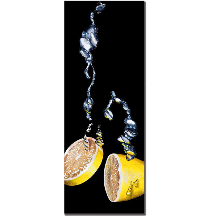 Lemon Splash Black and Yellow Canvas Art, 12x32