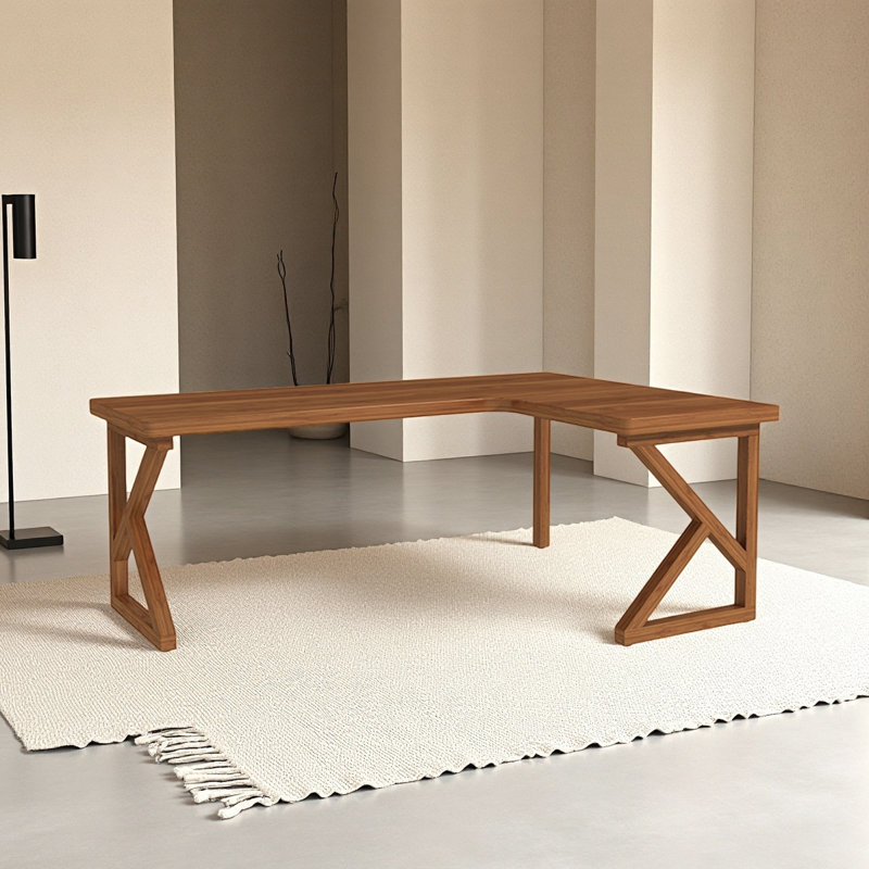 Modern L-shaped Solid Wood Desk, H 29,53 po x l 78,74 po x P 47,24 po