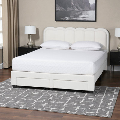 Jonco Queen Teddy-Bear Fabric Upholstered Bed with Storage Drawers