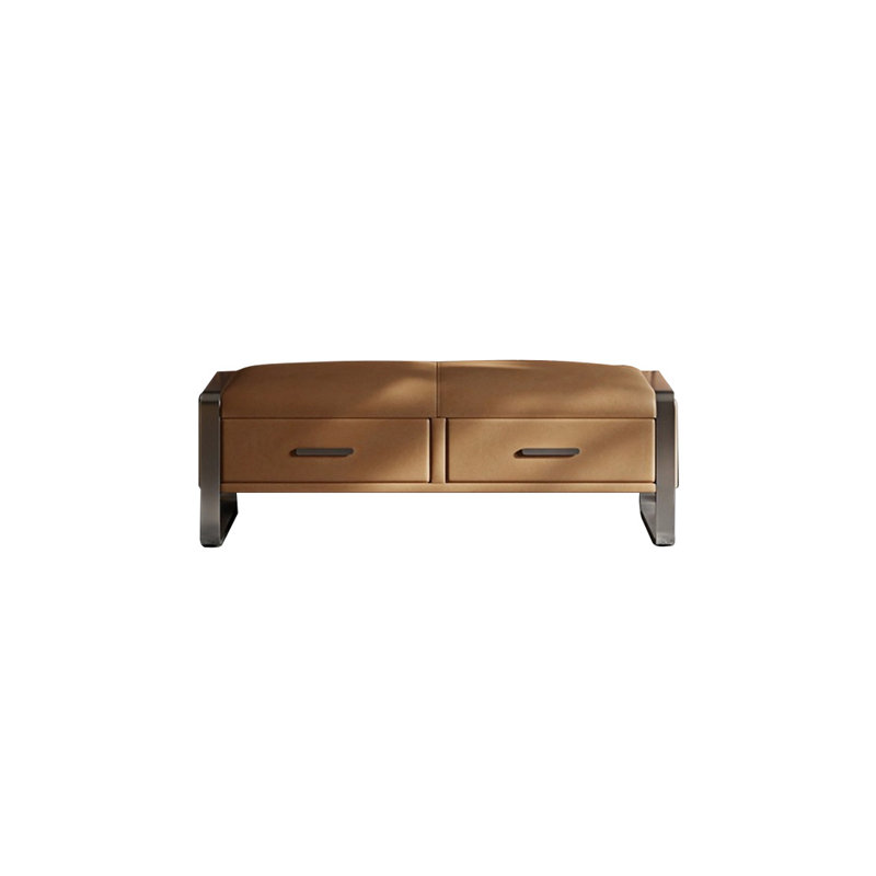 Banc de rangement rembourré en microfibre Esthen, H 17,71 po x l 59,05 po x P 17,71 po, Orange