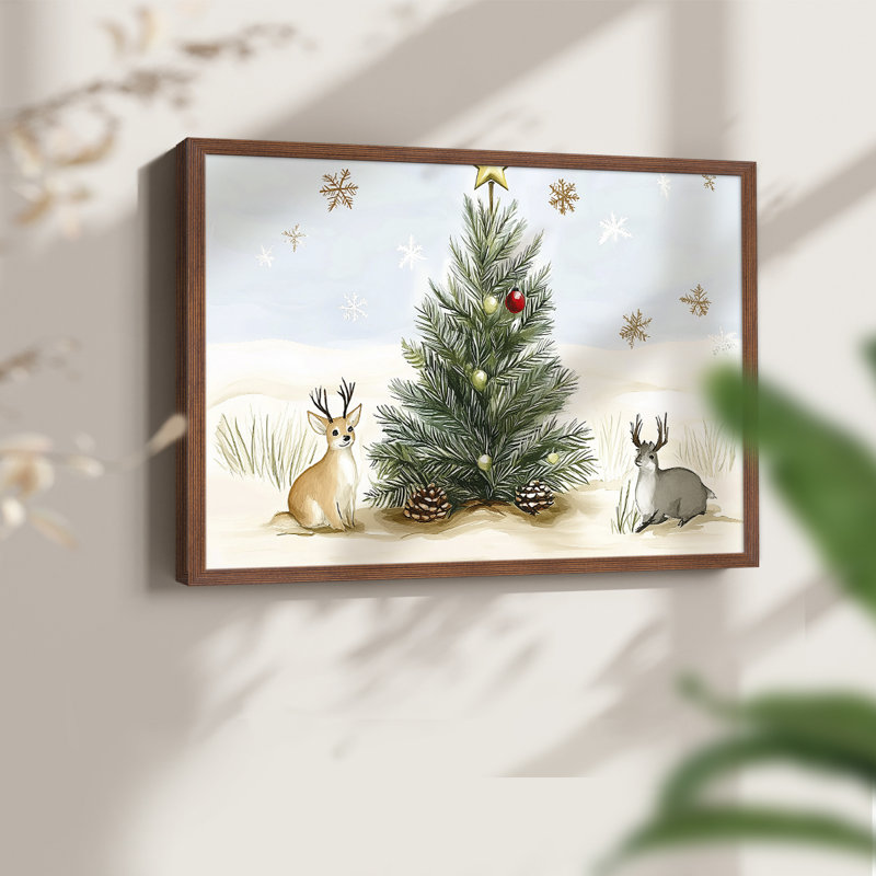 Chirstmas Art-CCXLVIII -Framed Print - Restickable, H 11 po x l 14 po, Noyer