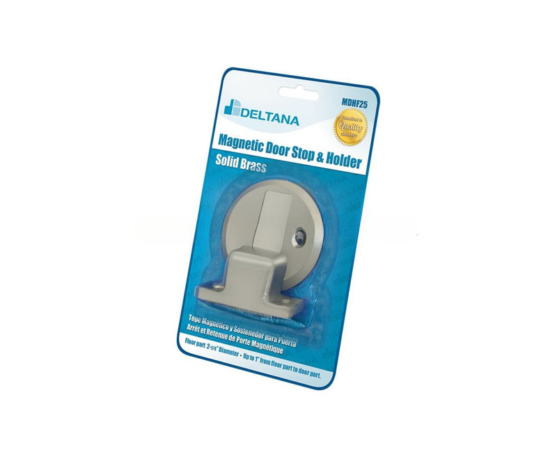 Blister Deltana MDHF25BP15 avec support de porte magnétique encastré de 2 1/2 po de diamètre en nickel brossé, Nickel brossé