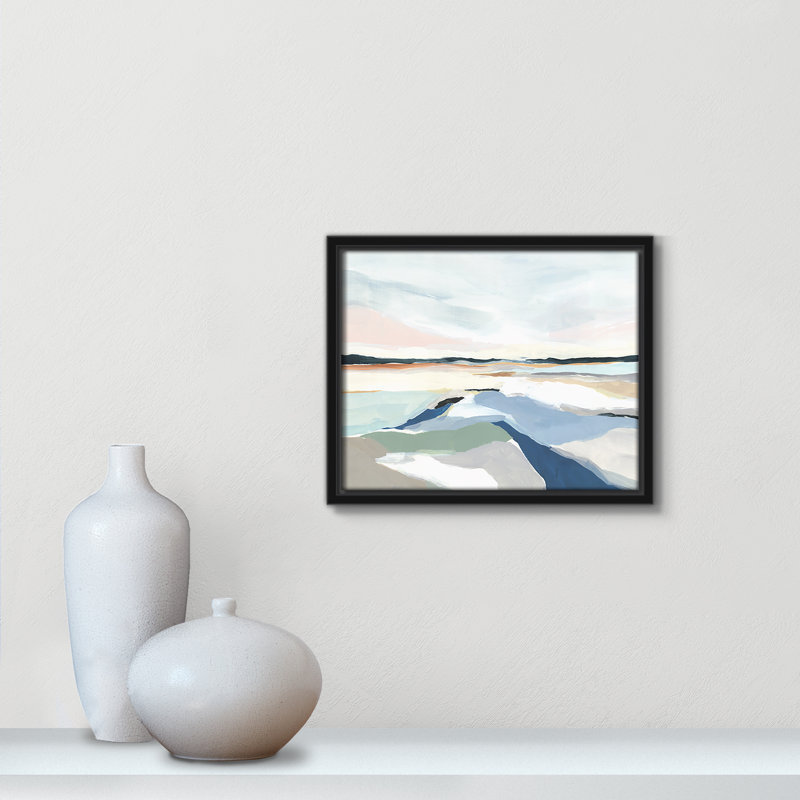 Seaside Day I - Floater Frame, reproduction d'art sur toile, Noir, H 9,5 po x l 11,5 po x P 2 po