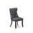 Denison Parson Dining Chairs - Button Tufted Nailhead Platinum Gray Polyester Fabric Padded Chairs, Set of 2, Mahogany-210702700