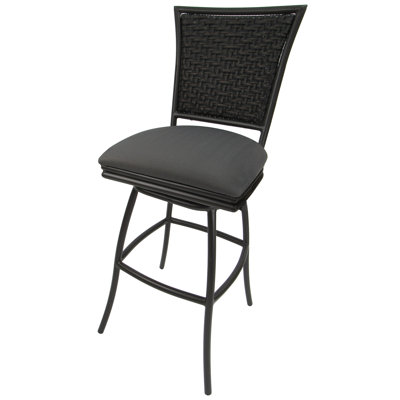 Outdoor Extra Tall 34" Armless Patio Bar Stool Erin - Dark Grey Linen - Brown by Red Barrel Studio