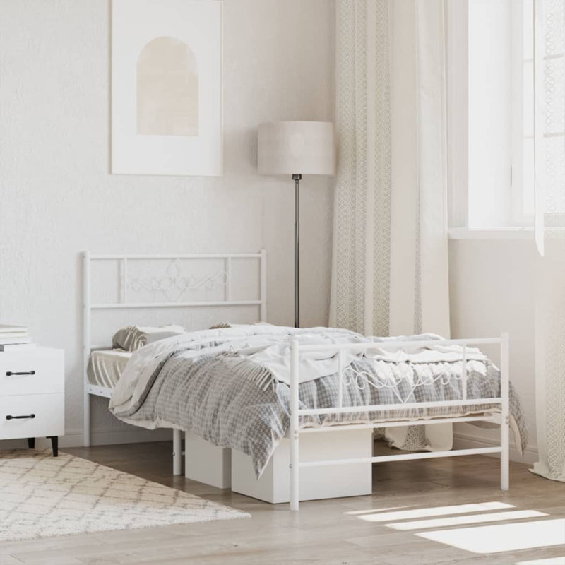 Cadre de lit en métal 12 po avec tête de lit sans matelas, Simple