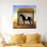 Élégante œuvre d'art sur toile imprimée: décor animalier de ferme rustique, 1 toile blanche encadrée