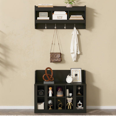 Shoe Storage Bench With Shelves And 4 Hooks
