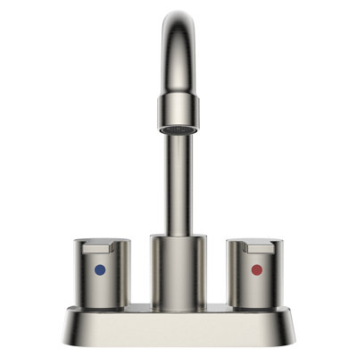 Robinet de salle de bain à 2 poignées avec ensemble de drain Alamo inclus en nickel brossé