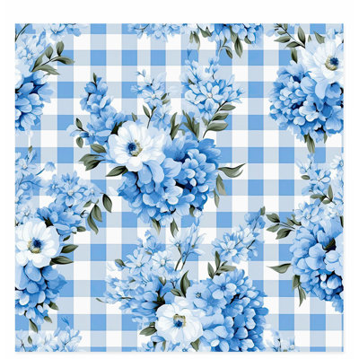 Floral Vichy Blue Flowers VI, reproduction d'art non encadrée