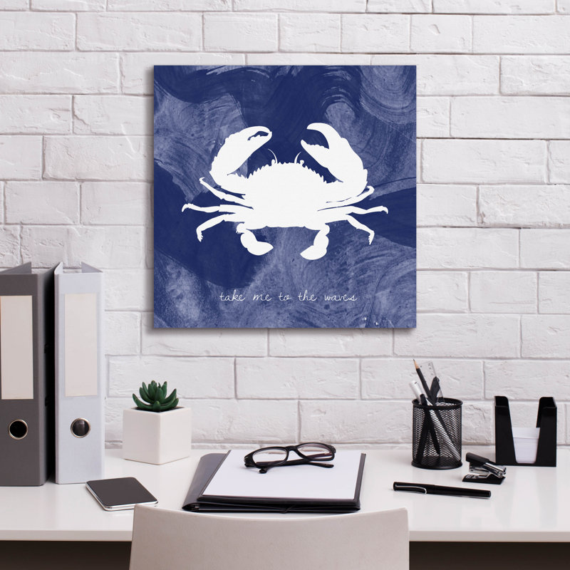 «Crab» par Erin Clark, art mural sur toile, H 18 po x l 18 po x P 0,75 po