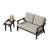 2-Piece Conversation Set Solid Teak Wood Loveseat And Side Table Set With Cushions-141516498-141516499