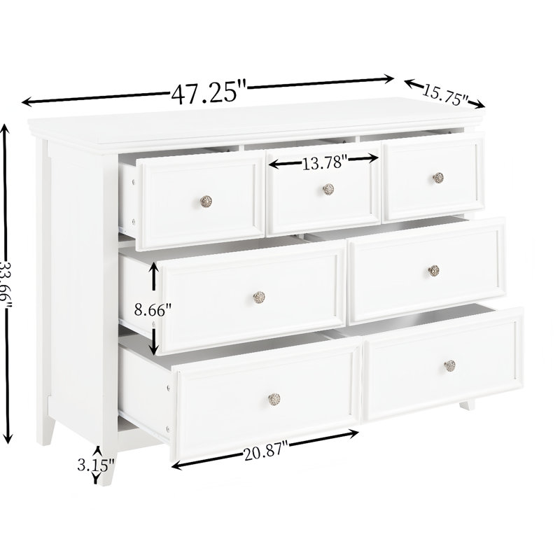 Armoire 7 tiroirs Living Room, White