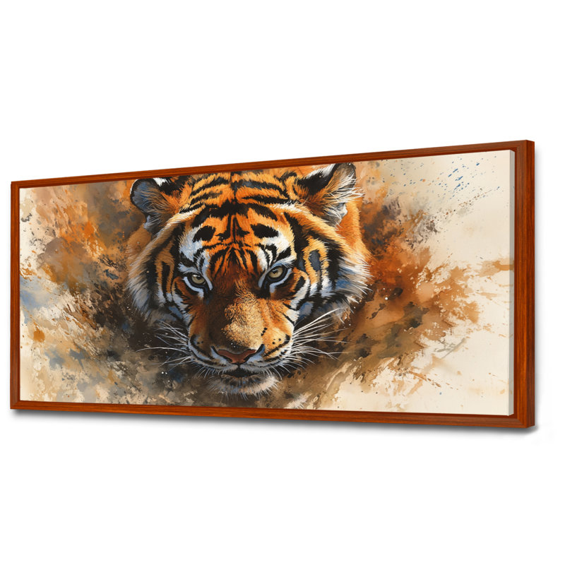 Portrait de tigre noir orange d'Afrique - décoration murale faune orange, impressions encadrées dramatiques
