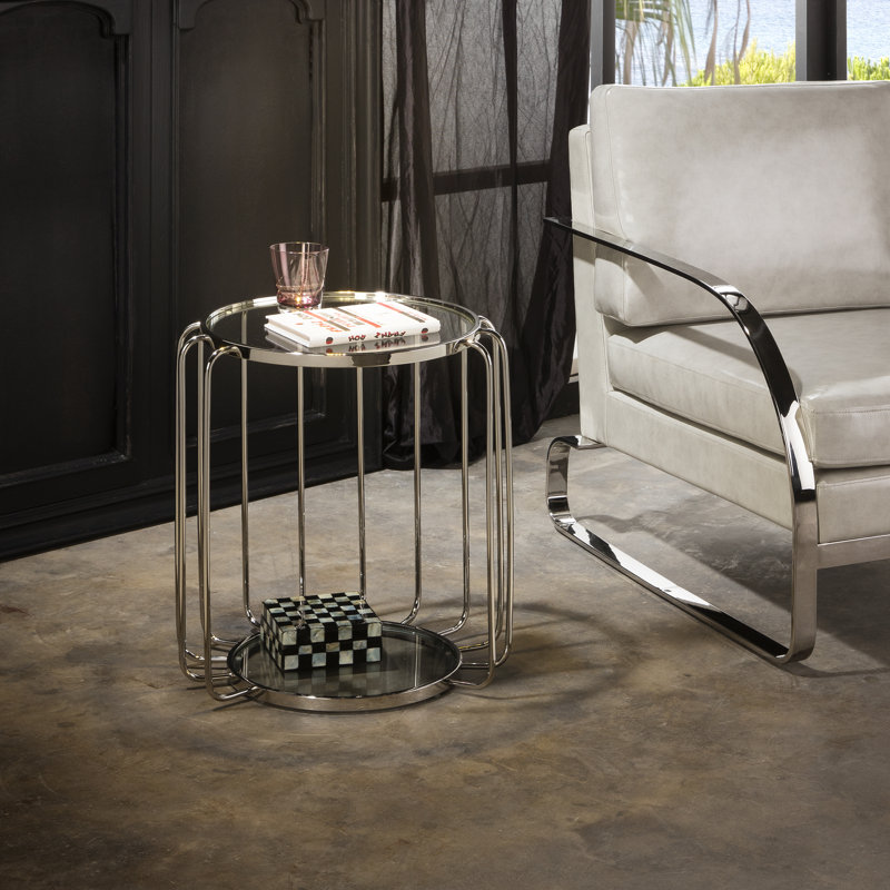 Kira Glass Top Frame End Table