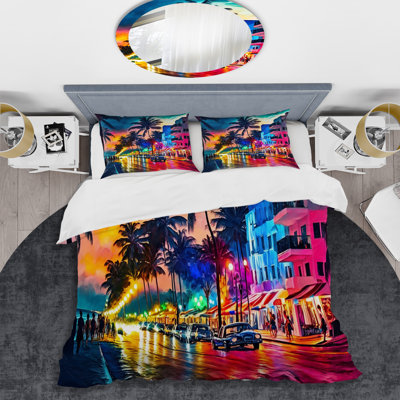 Ensemble de housse de couette en microfibre / polyester Miami Beach Holidays 3 Architecture