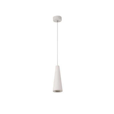 1 - Light White Paintable Gypsum Cone Pendant