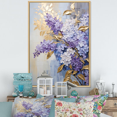 Purple And Gold Pastel Lilac Dreams III - Lilacs Framed Canvas Print