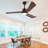 60 Inch Ceiling Fan With Light And Remote, 3 Walnut Solid Wood Blades, Quiet Dc Motor, 6-Speed 5000 Cfm, Dimmable 3-Color Led With Memory, Timer, And Reversible Function For Living Room, Bedroom