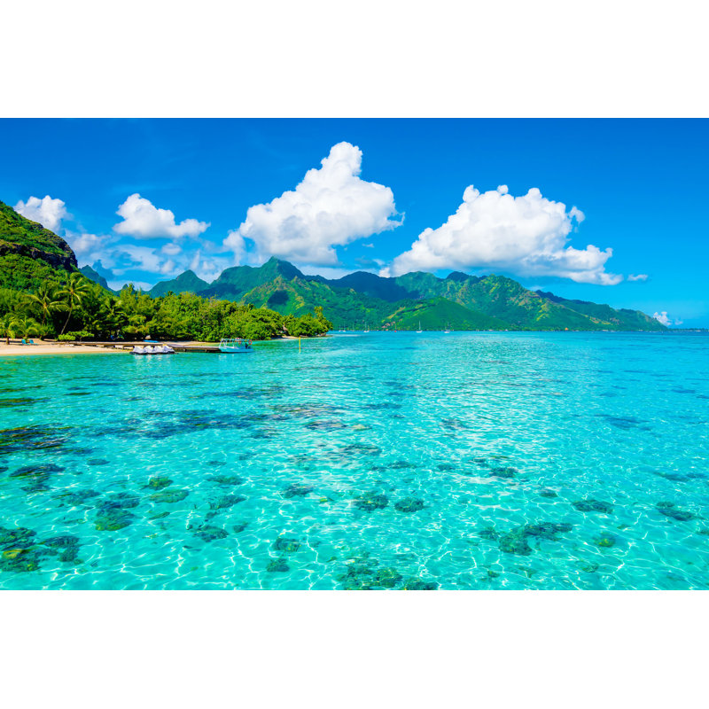 Lagoon Landscape, French Polynesia par - Photographie de toile tendue, H 24 po x l 36 po