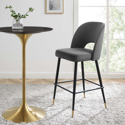 Tabouret de comptoir en velours gris anthracite Rouse Performance