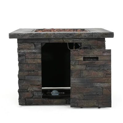 Foyer carré en oxyde de magnésium (MGO) - 84 x 84 x 62 cm - 1 pièce - Gris pierre - Puissance calorifique : 40 000 BTU