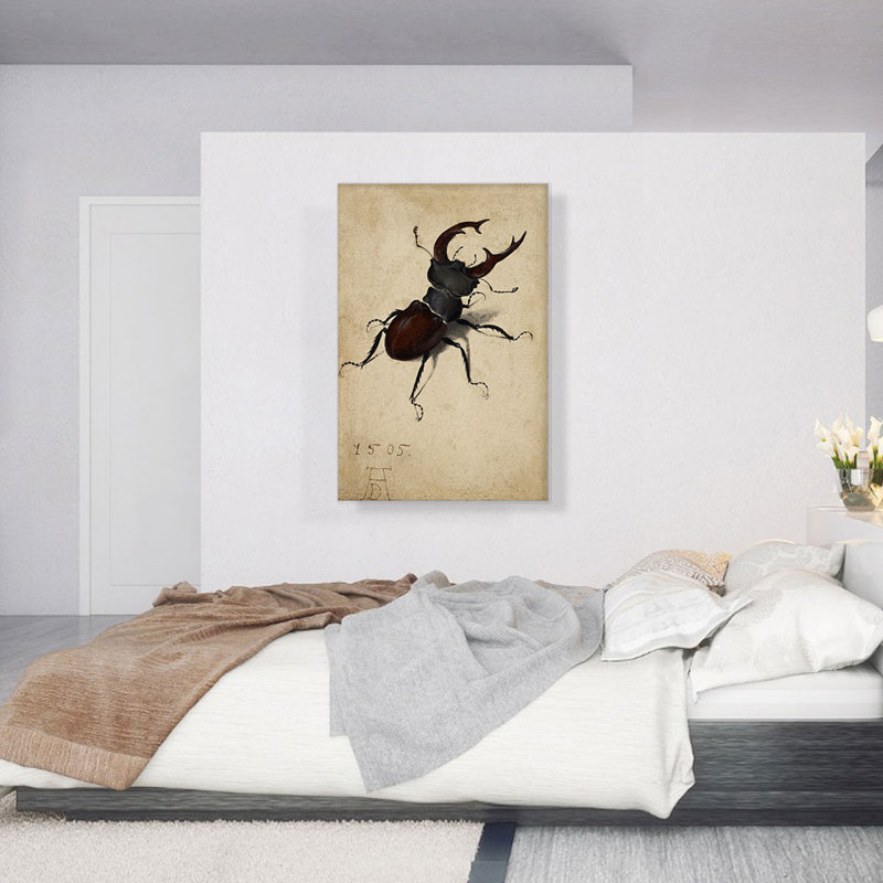 «Stag Beetle 1505» par Albrecht Dürer, reproduction d'art sur toile tendue, H 40 po x l 26 po x P 0,75 po