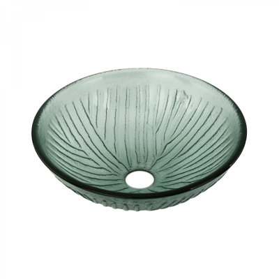 Bathroom Tempered Glass Vessel Sink With Drain Frosted Green Mini Bowl Basin