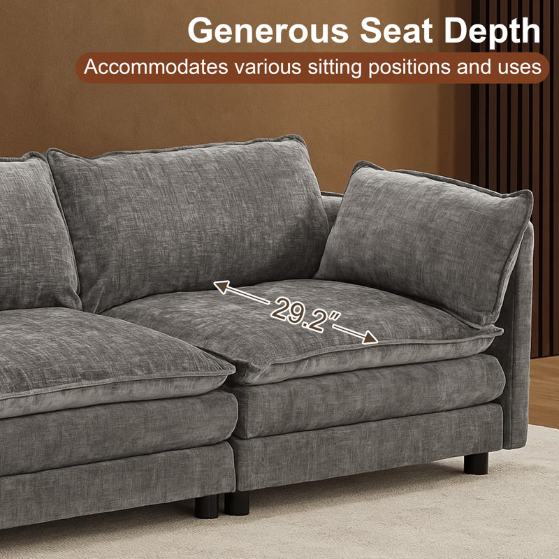72.4" Modern Sectional Sofa Comfy Cloud Couch For Living Room, Light Gray
