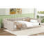 Lit de jour double rembourré beige avec rangement latéral - Confortable et élégant pour le salon sans sommier, facile à assembler