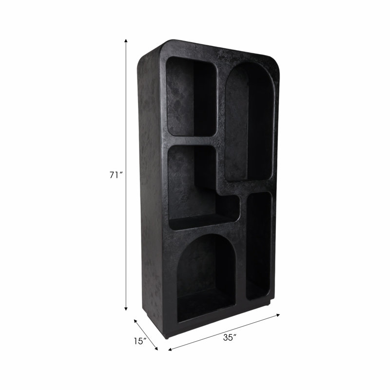 Open Cutout Textured Wood Bookshelf