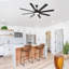 Ventilateur de plafond moderne de 66 pouces avec lumière à DEL à intensité variable et 8 pales ABS, moteur à courant continu réversible, télécommande, noir, pour le bureau à domicile-1024106509-1024106506