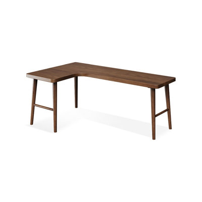 70.87"Walnut L-Shaped Solid Wood desk