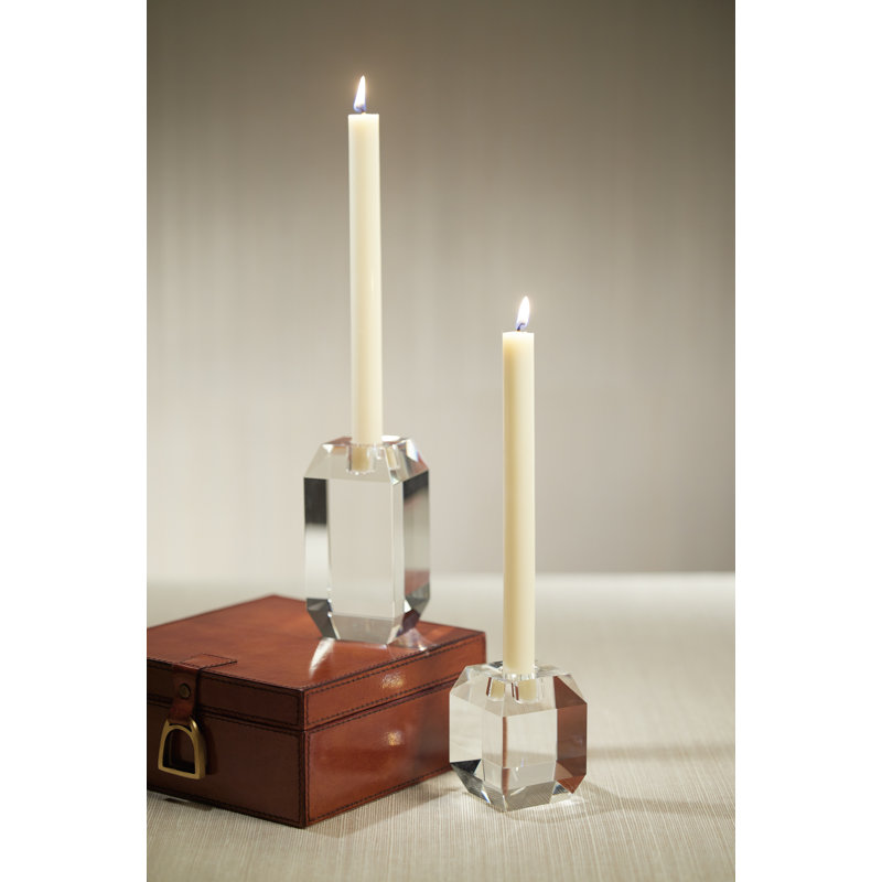 Bougeoir de table en cristal, H 5,5 po x l 2,75 po x P 2,75 po