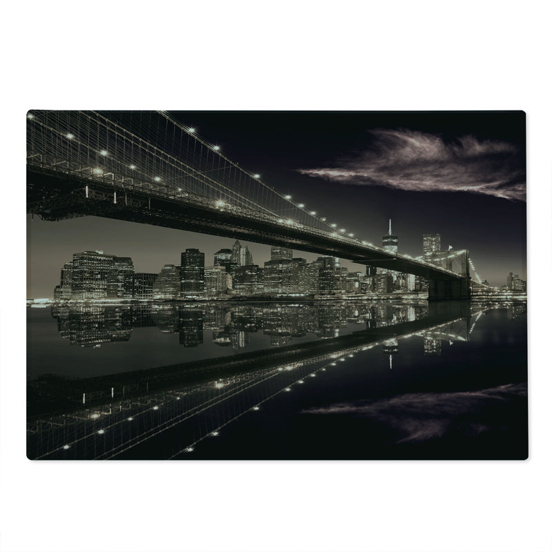 Planche à découper Ambesonne New York, grande taille, États-Unis, horizon, brun pâle, rose séchée