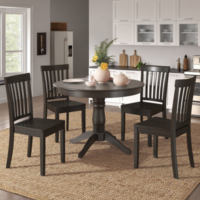 Phillipston 4-Person Solid Wood Pedestal Dining Set
