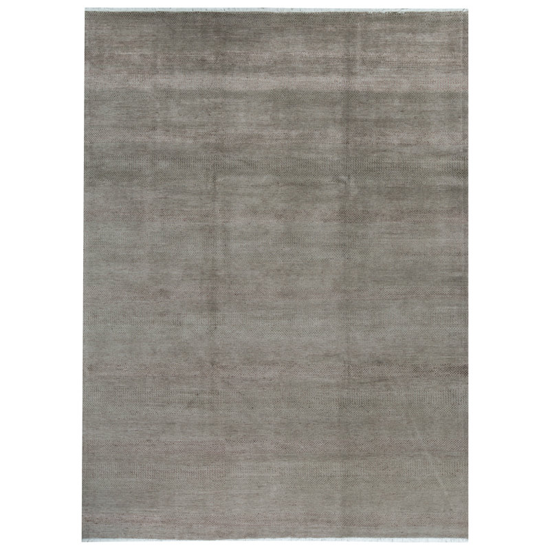 Tapis naturel et brun noué à la main de haute qualité, Rectangle 9 pi x 12 pi 1 po